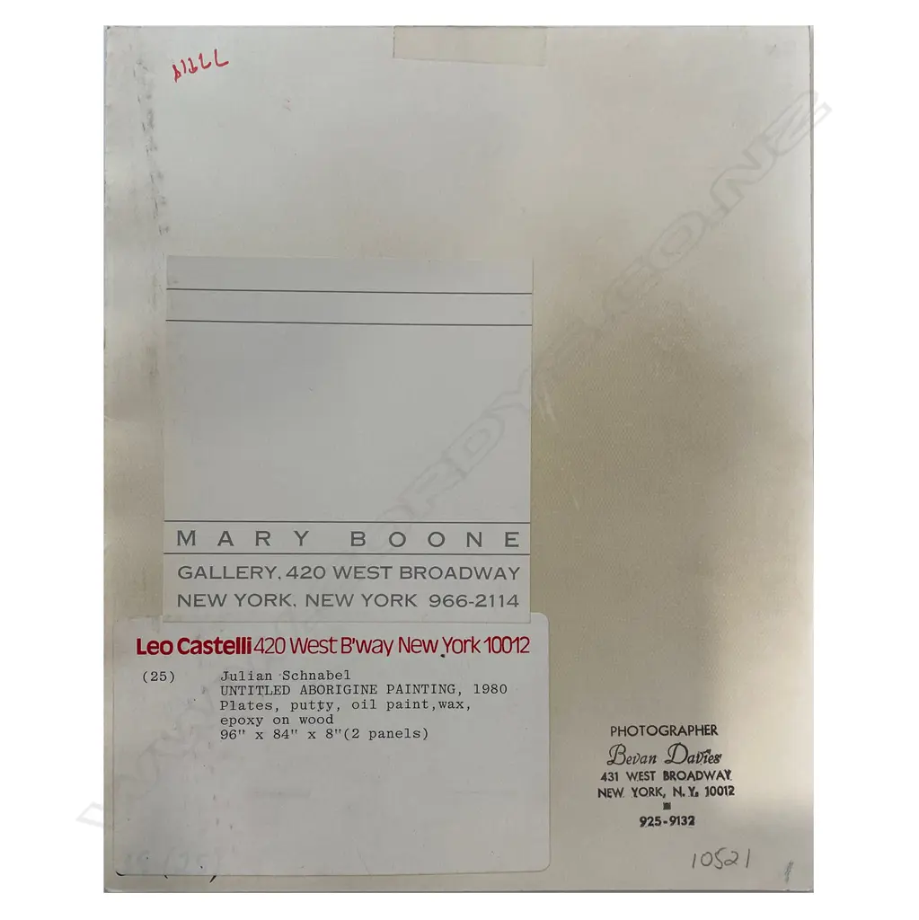 Bevan Davies (1941-) 'Julian Schnabel untitled Aborigine painting 1980', Image 1++